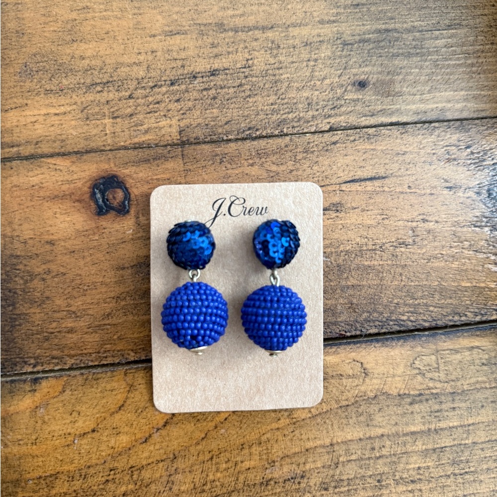 J. Crew Navy and Royal Blue Beaded Earrings